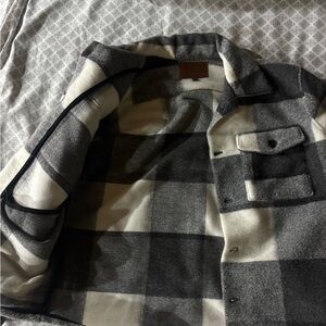 Society Men's Black and White Plaid Shirt Jacket